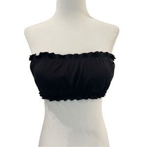L.A. HEARTS by PACSUN RUFFLED BANDEAU BIKINI TOP - SMALL. BLACK